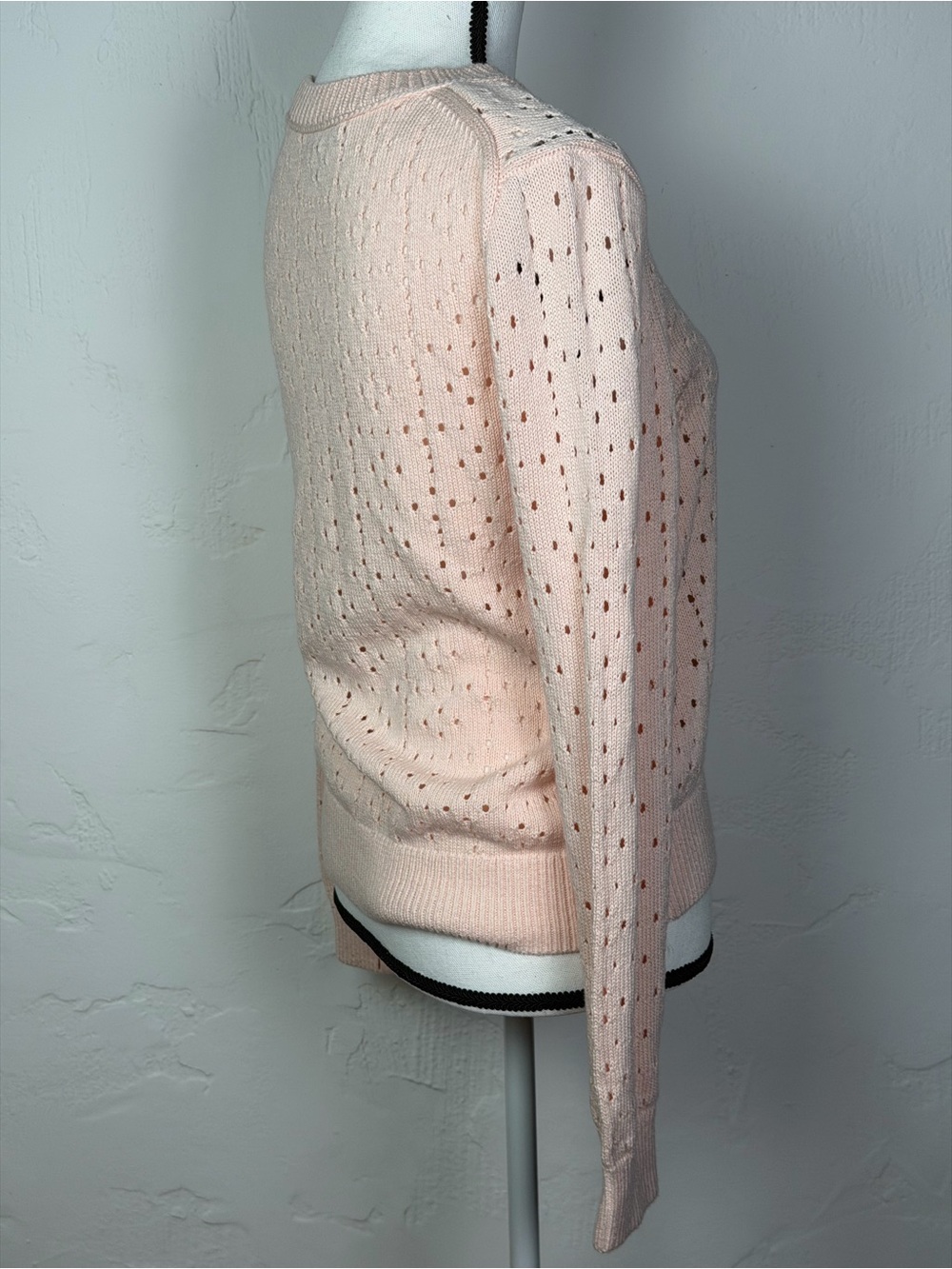 J. Crew - Point Sur Collection Pale Pink Openwork Crewneck Sweater - Perfect M - Picture 6 of 14